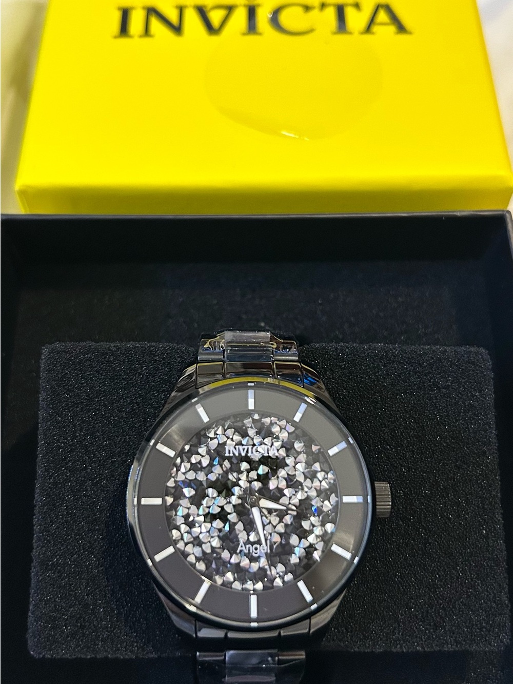 Invicta Black Crystal Pavé Angel Bracelet Watch